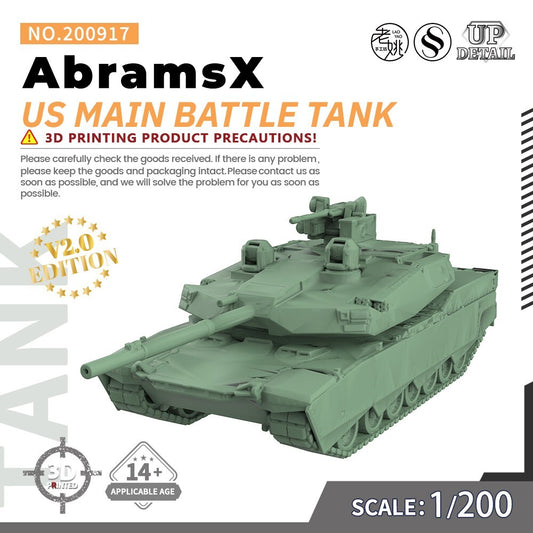 SSMODEL SS200917 1/200 Military Model Kit US AbramsX Main Battle Tank