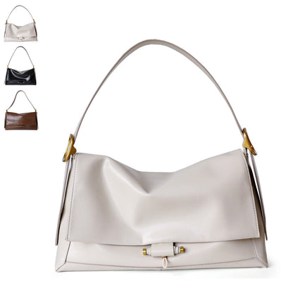Shiny Real Leather Shoulder Bag Small Flap Purse Handbag Messenger Work Bag