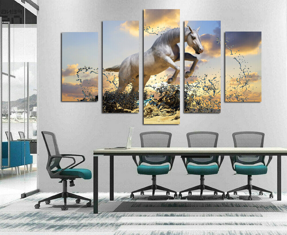 Animal Horses Running 5 Pieces Canvas Print Wall Art Picture Home Decor Posters