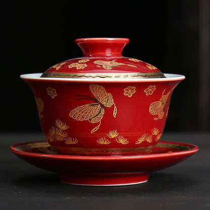 Gaiwan 150ml Cover Bowl Tea Appliance Black Tea's Tea Cup Gaiwan Lid & Cup & Mat
