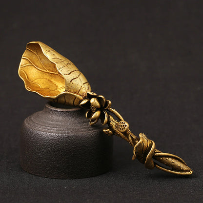 Pure Copper Lotus Shovel Handicraft Tea Spoon Tea Set Desktop Ornaments