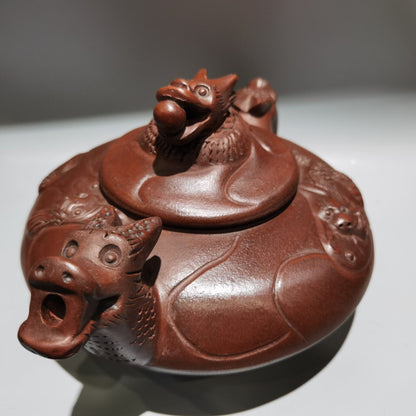 Chinese Yixing Zisha Clay Handmade dragon Exquisite Teapot 品名：鱼化龙壶 低款：大清光绪宫廷御制