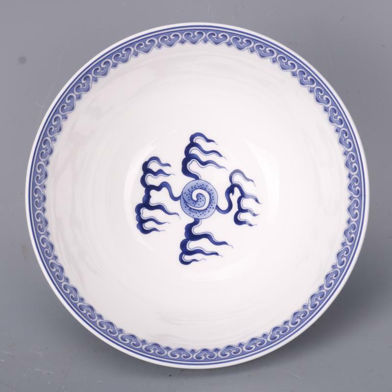 6.1 inch Chinese Qing Qianlong Blue and White Two Dragons Design Porcelain Bowl