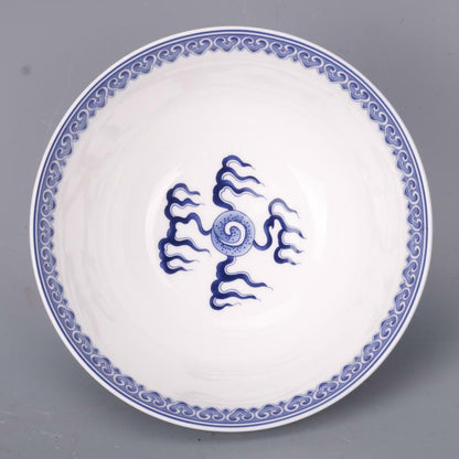 6.1 inch Chinese Qing Qianlong Blue and White Two Dragons Design Porcelain Bowl