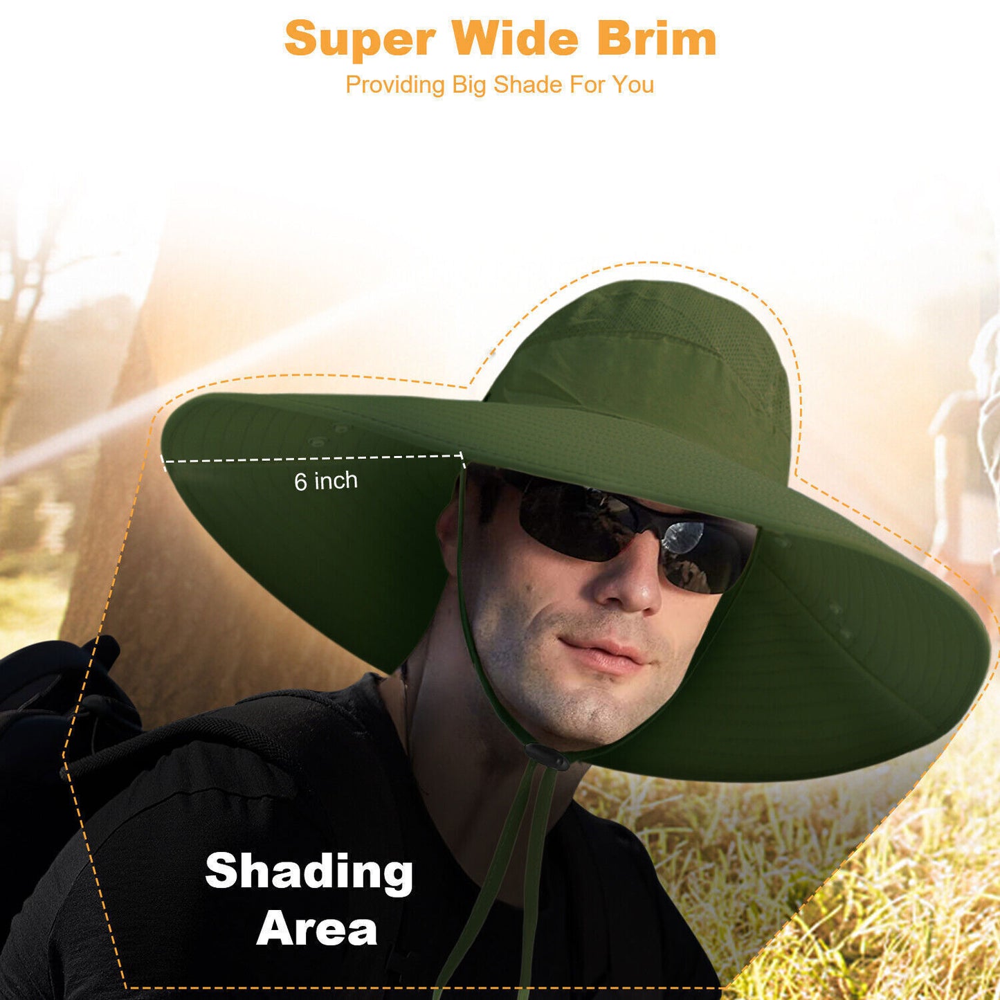 Wide Brim Sun Hat Men Women Breathable Bucket Cap Summer Fishing UV Protection
