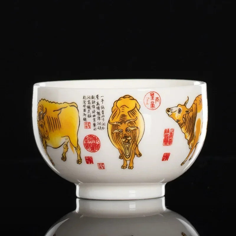 130ml Chinese Ceramic Teacup Handmade Master Cup Tea Bowl Meditation Cup Teaset