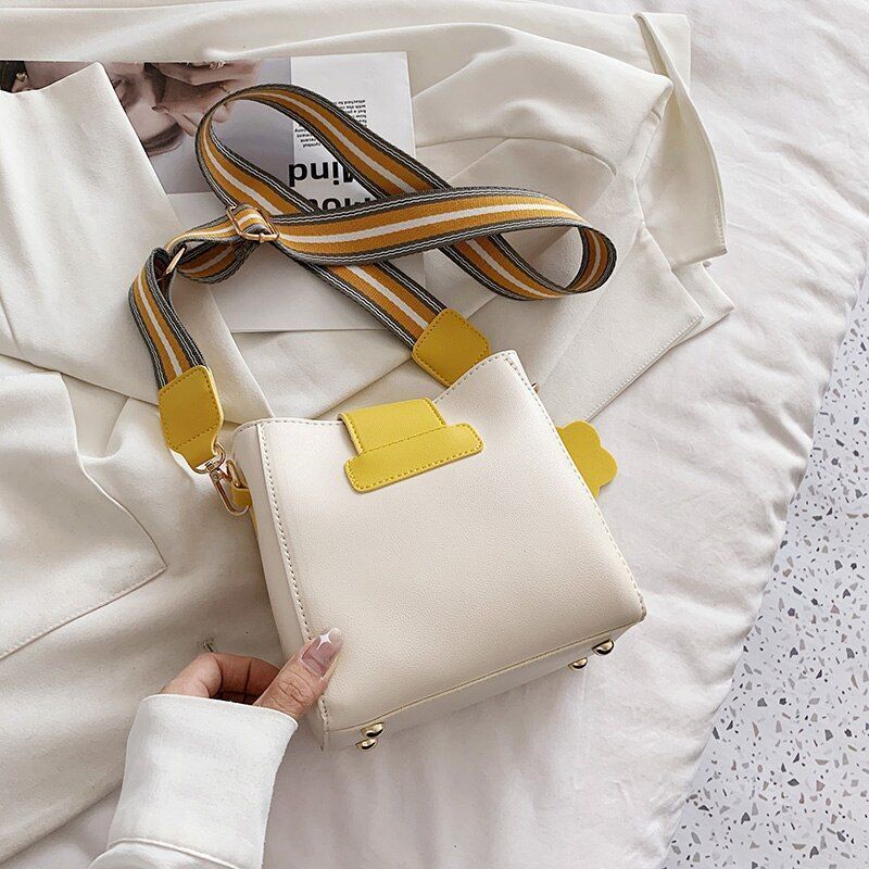 Small Bucket Shoulder Bag Synthetic Leather Messenger Bag Crossbody Bags Casual