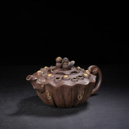 Chinese Yixing Zisha Clay Handmade Exquisite Teapot（鸳鸯 底款：蒋蓉）