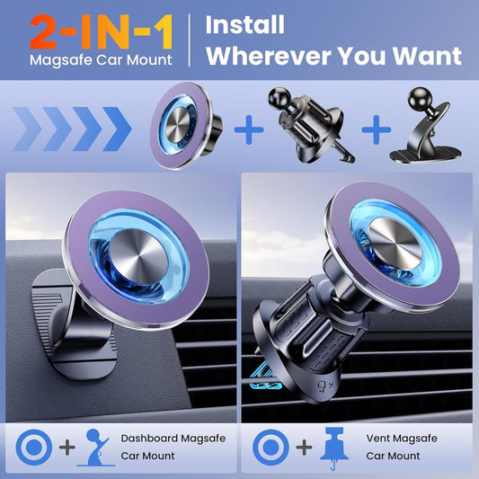 For Magsafe Car Mount Magnetic Phone Holder for Car [2025 Upgraded 22X Magnets &
