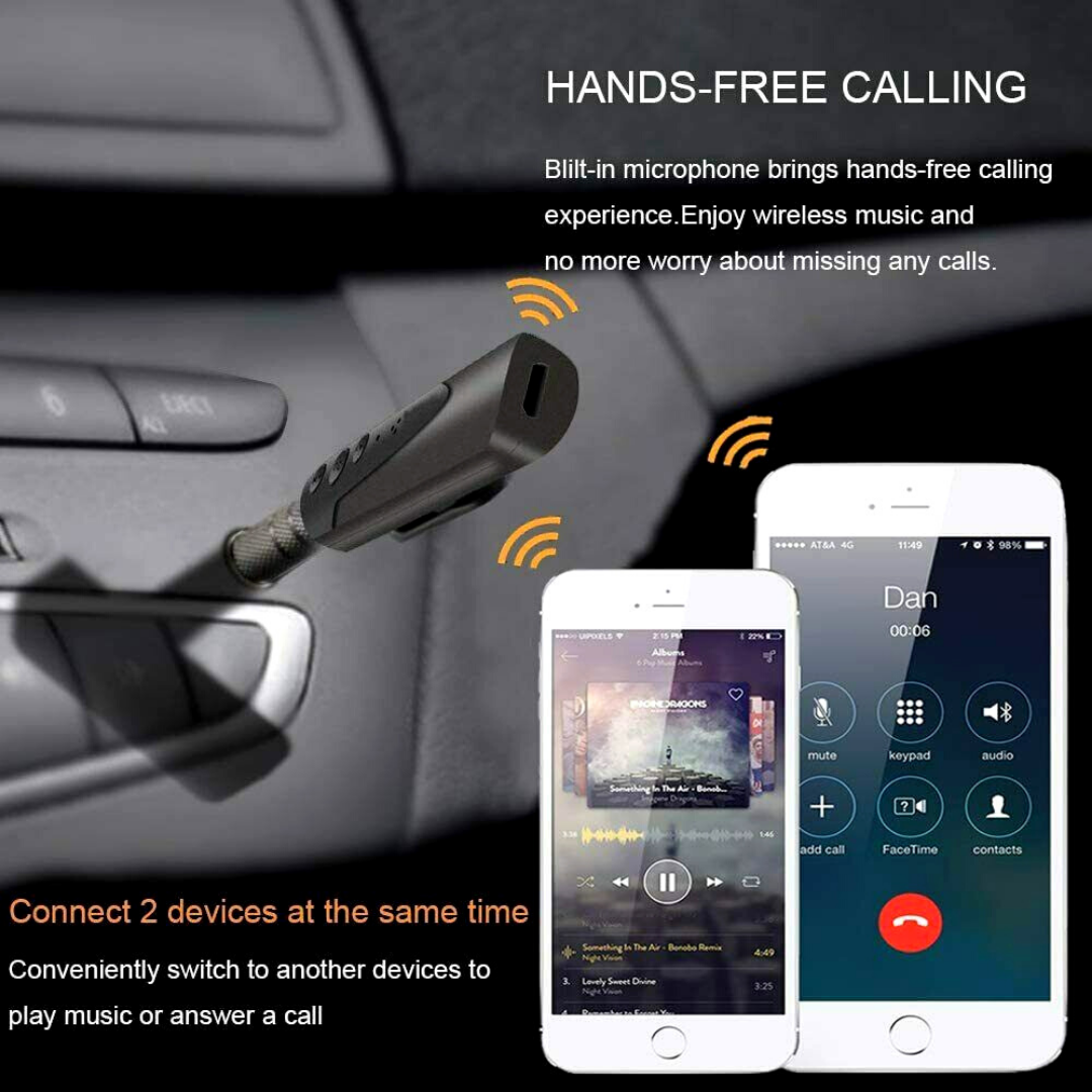 Receptor de Audio Inalambrico 3.5 mm Auxiliar Bluetooth de Sonido Adaptador US