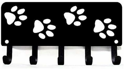 Walking Paws Key Rack Hanger & Dog Leash Organizer -9 inch/6 inch Metal Wall Art
