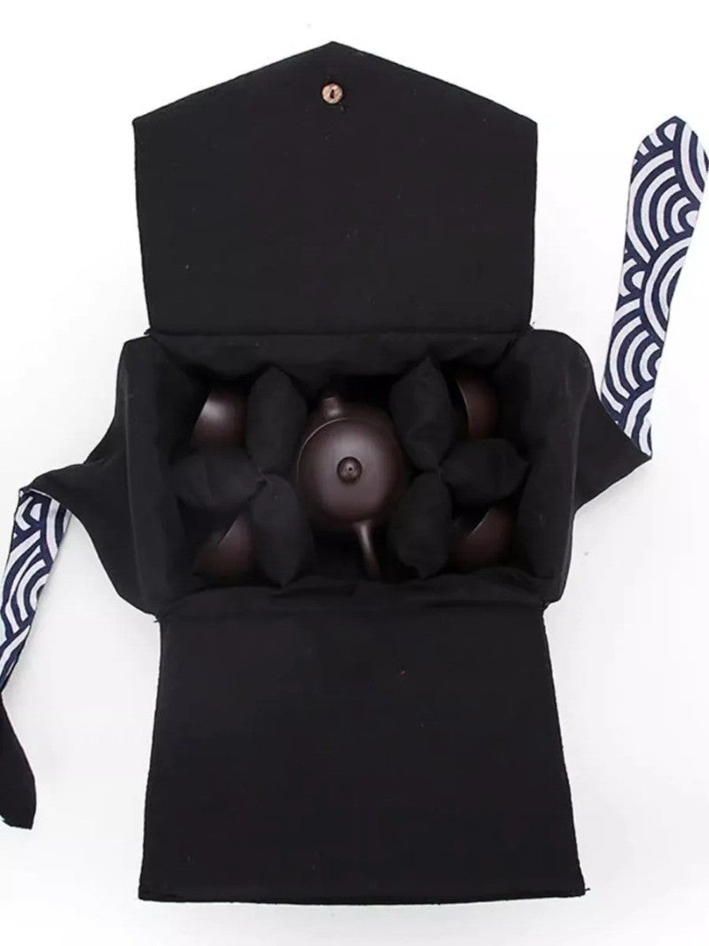 Exquisitely Portable Cotton Linen Tea Set Storage Bag 1 Pot 4 Cups Tea Bag