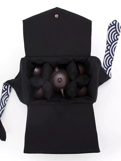 Exquisitely Portable Cotton Linen Tea Set Storage Bag 1 Pot 4 Cups Tea Bag