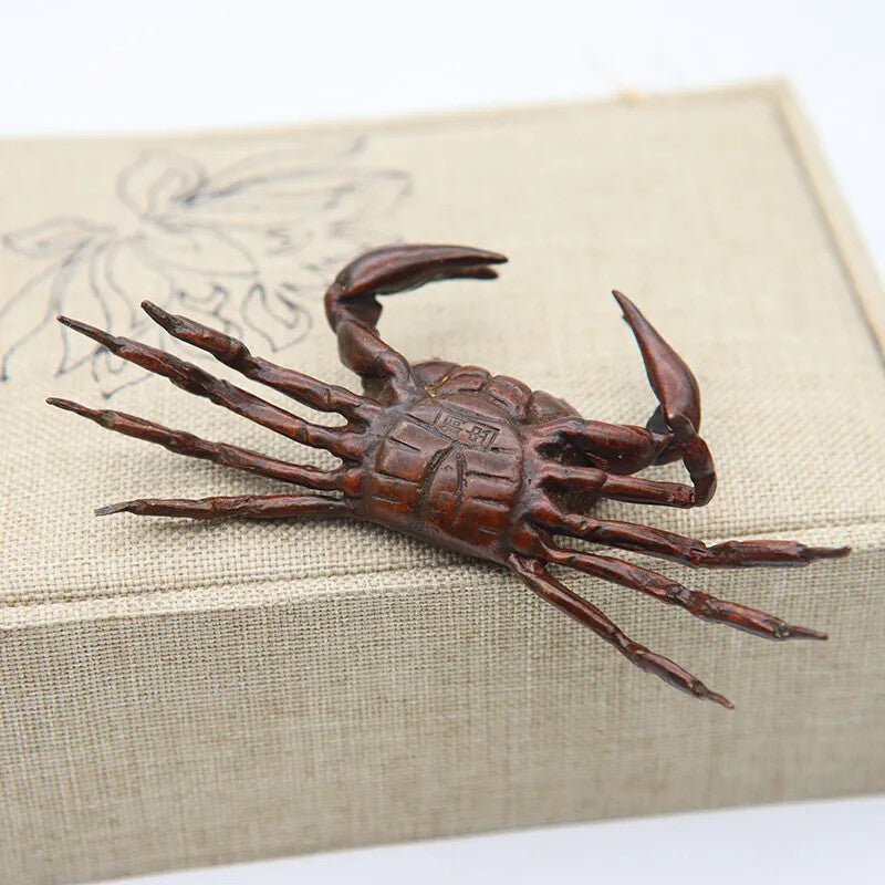 Pure Copper Solid Crab Simulation Animal Model Statue Mini Tea Favor Ornaments