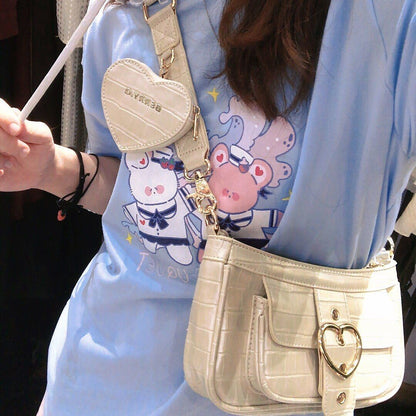 Shoulder Bag Synthetic Leather Crossbody Bag Coin Purse Handbag Wallet 23*12*3CM