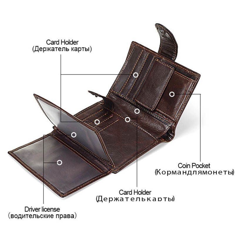 Wallet Retro Style Genuine Leather Wallet Purse Credit Card Holder Bag 10*13.5CM