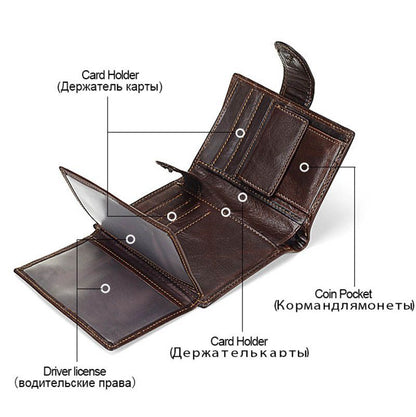 Wallet Retro Style Genuine Leather Wallet Purse Credit Card Holder Bag 10*13.5CM