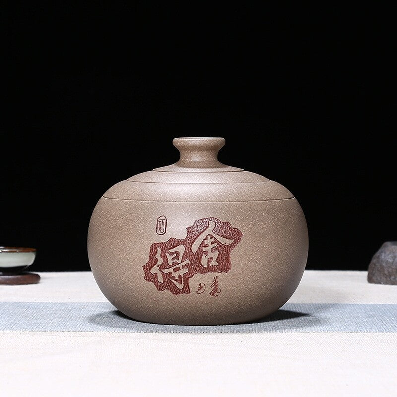 full handmade tea canister with sealed lid real yixing zisha purple clay jar new