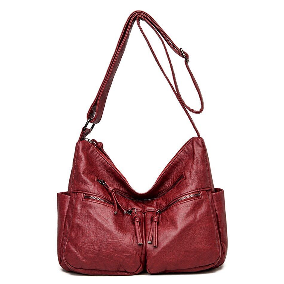 Leather Handbag Women Bags Shoulder Crossbody Bags Polyester Purse Bucket Shape