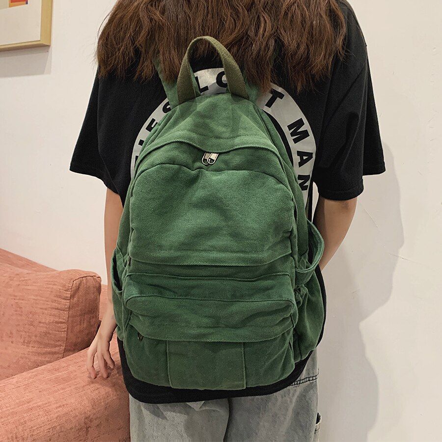 Vintage Backpack Traveling Bag Student Zipper School Bag 30*13*35 CM Leisure 1PC