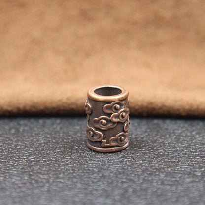Brass Auspicious Clouds Carved Cylinder Knife Barrel Bead Retro Accessory Silver