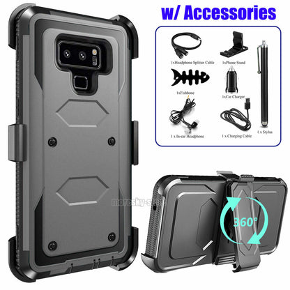 For Samsung Galaxy Note 9 Heavy Duty Clip Holder Case Cover, w/ Accessories