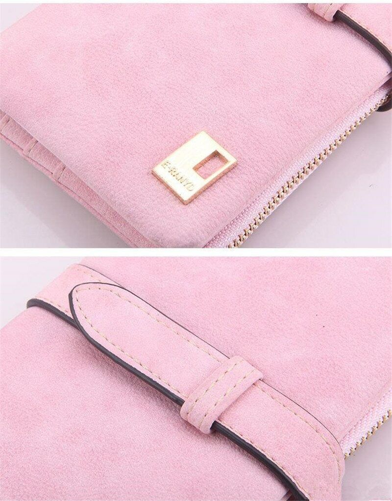 Women's Wallets Leather Billfold Handbag Clamps Cash Clip Female Coin Purse Card