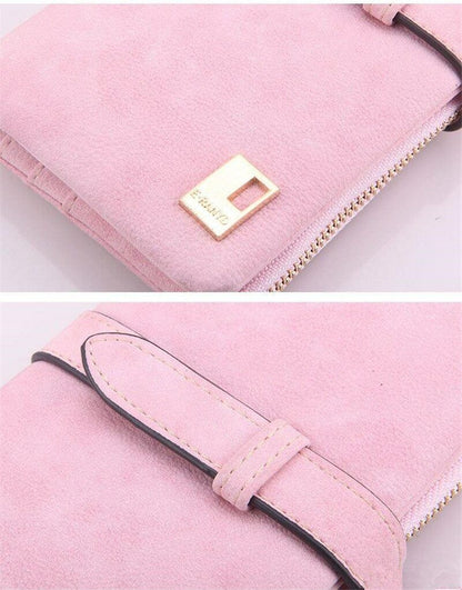 Women's Wallets Leather Billfold Handbag Clamps Cash Clip Female Coin Purse Card