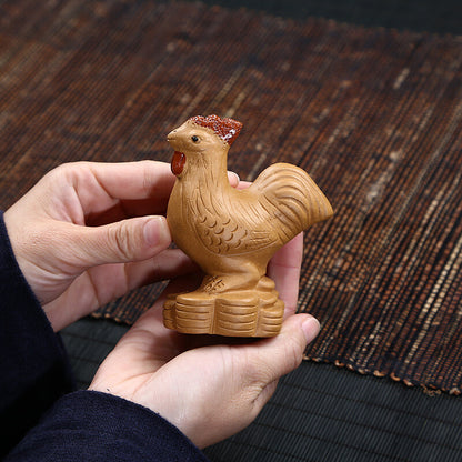 Collection of Wealth Attracting Golden Rooster Morning Tea Pet Tea Set Sculpture
