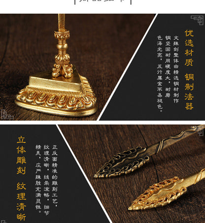 5.7" Tibetan Copper Manjushri Sword Nepal Buddhist Vajra Sacrifice Talisman