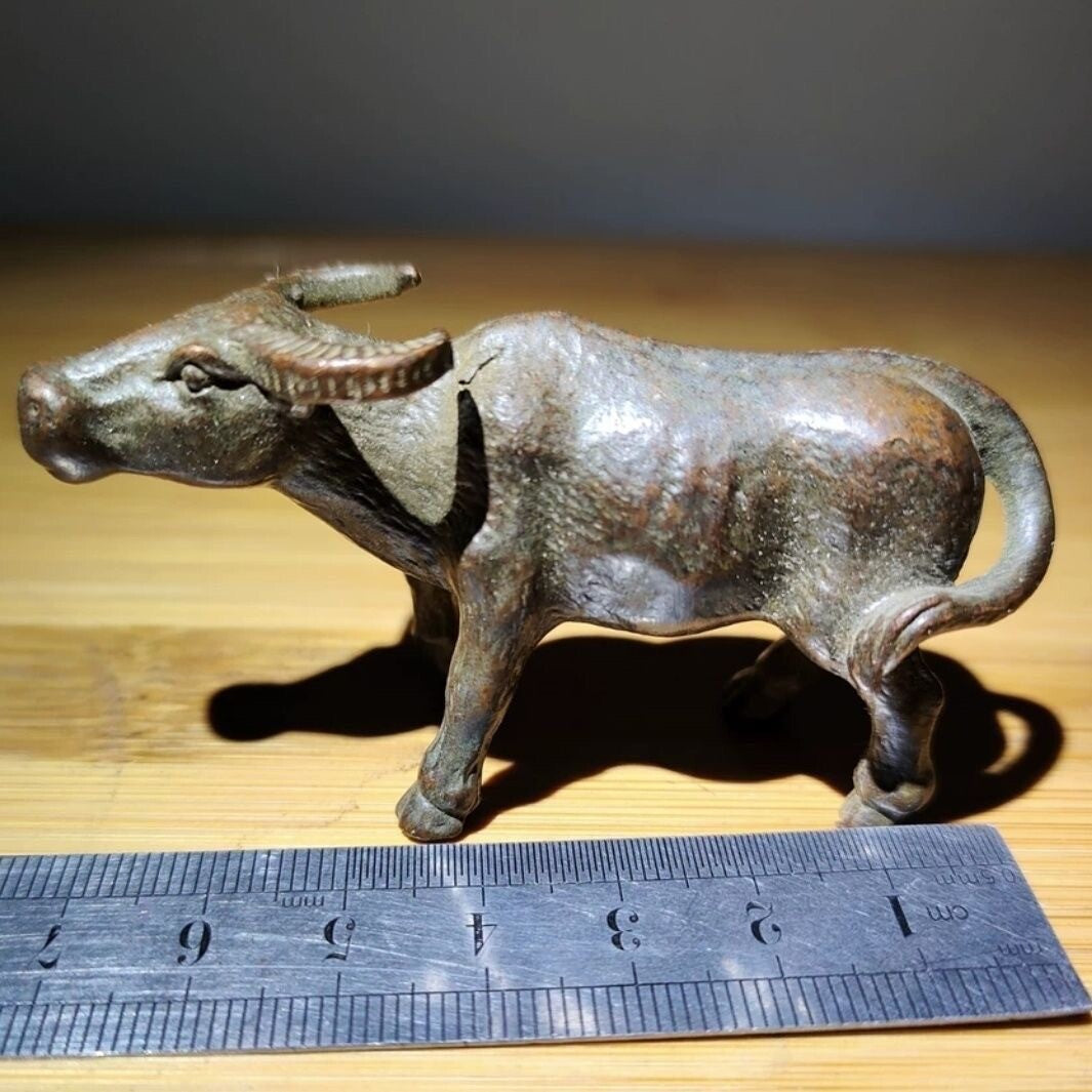 Fortune Chinese copper fortune ox cow figure Statue tea pet table decoration
