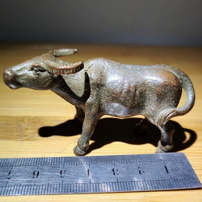 Fortune Chinese copper fortune ox cow figure Statue tea pet table decoration