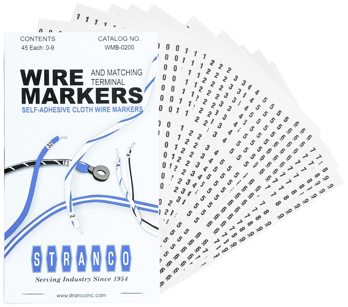 450 Piece Wire Marker Labels - Includes Numbers 0 through 9 (WMB-0200)
