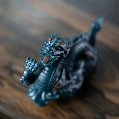 1pc 4.6" Yixing Purple Clay Tea Pet Handmade Sculpture Dragon Statue Ornament