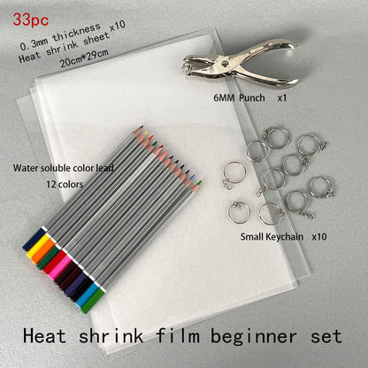 DIY Keychain Kit 188Pcs Heat Shrink Sheet Plastic Tool Pendant Craft Arts Making