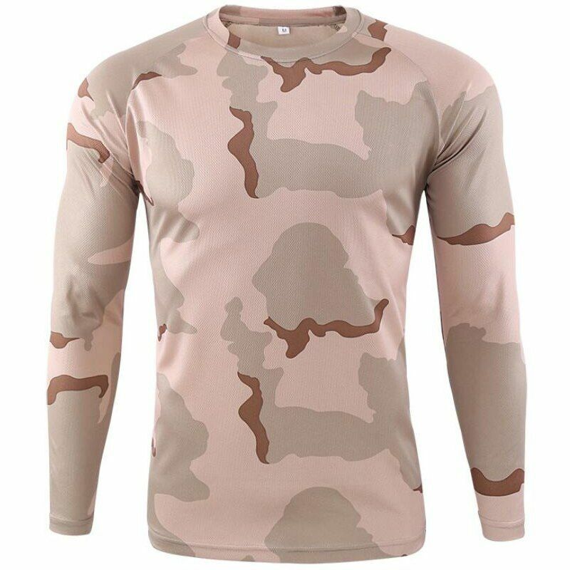 Tactical Camouflage T-Shirt Breathable Long Sleeve Outdoor Sport Hunting Camping