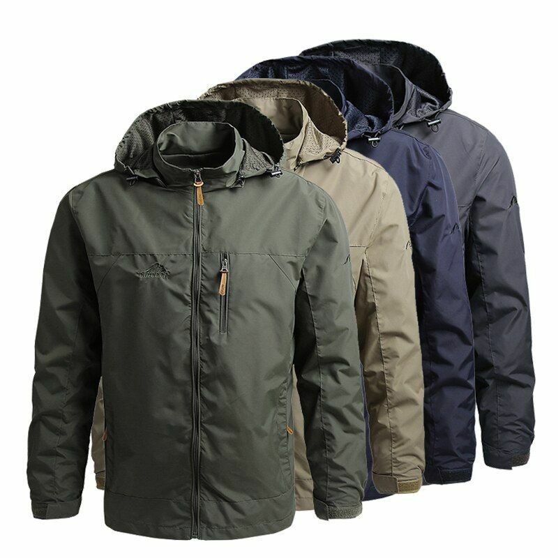 Hooded Raincoat Winter Waterproof Tactical Jacket Hiking Windbreaker Camping 5XL