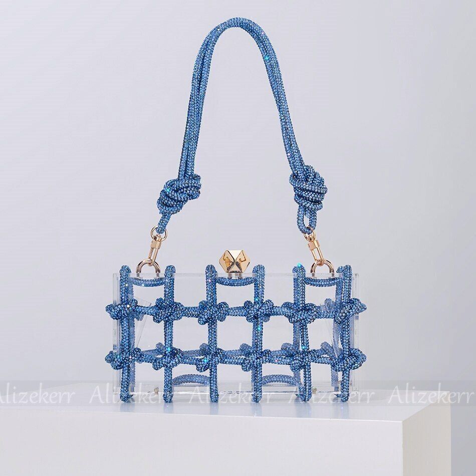 Clutch Bags Women Woven Rope Rhinestone Purses And Handbags Wedding Party