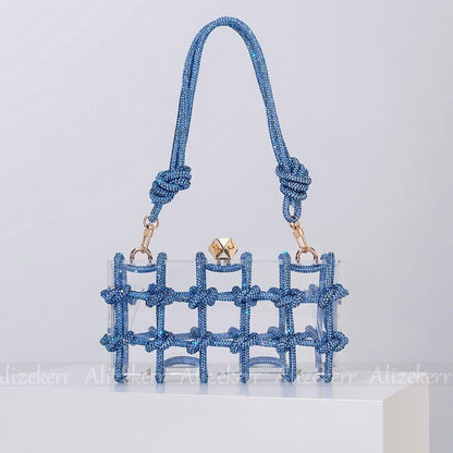 Clutch Bags Women Woven Rope Rhinestone Purses And Handbags Wedding Party