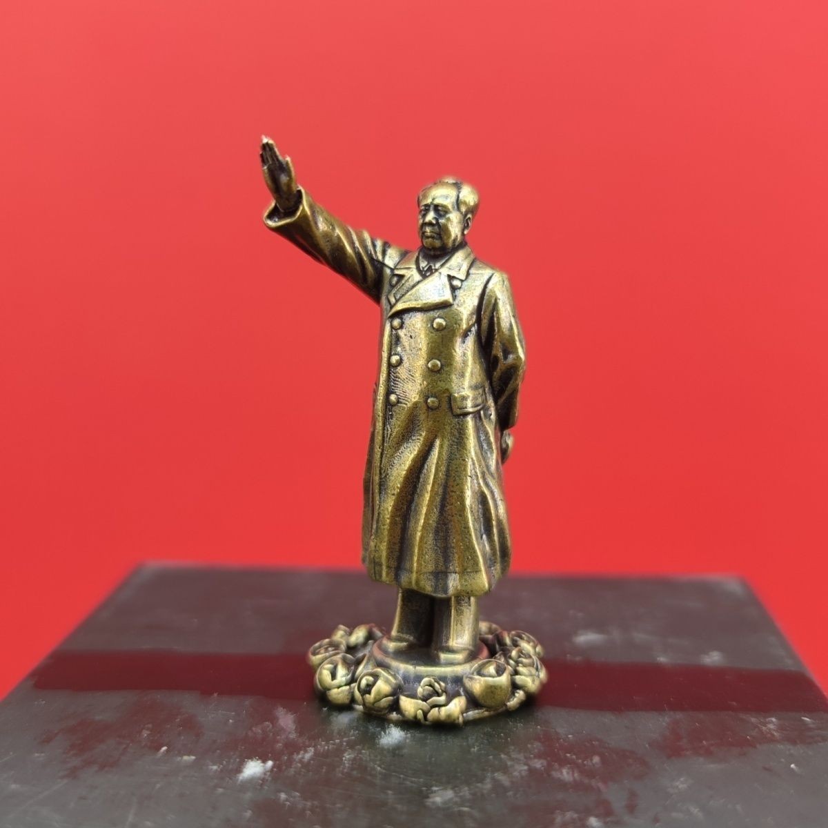 58mm Solid Brass China Chairman Mao Statue Mao Zedong Sculptures Table Ornament