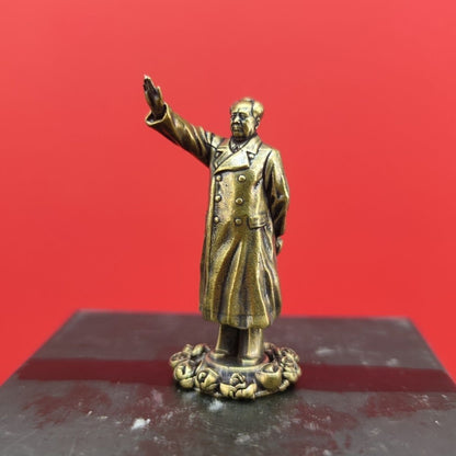58mm Solid Brass China Chairman Mao Statue Mao Zedong Sculptures Table Ornament