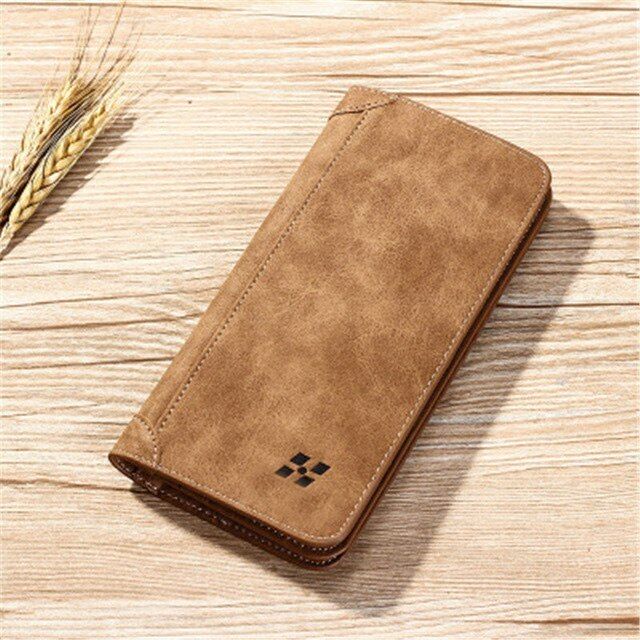 PU Leather Men's Leather Wallet Clutch Purse Male Clamps Cash Clip Billfold Bag