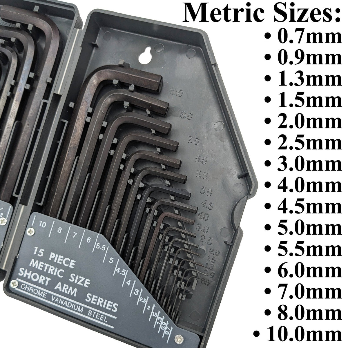 30 Piece Hex Wrench Set, Popular Inches and Metric Sizes with Gray Storage Case