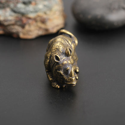 Statue Brass Rhinoceros Chinese Collection Asian Antique Collectible Ornament