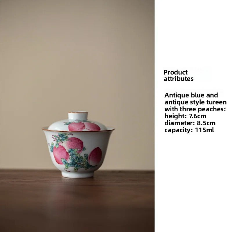 Longevity Peach Gaiwan Handmade Tea Tureen Household Tea Bowl Kit Craft