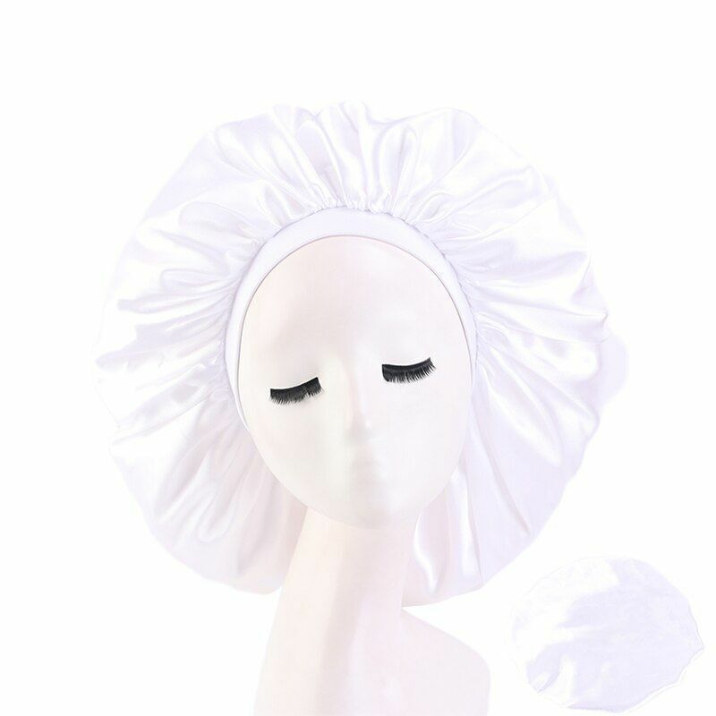 Sleep Night Cap Big Size Beauty Satin Silky Bonnet Head Cover Hat Curly Springy