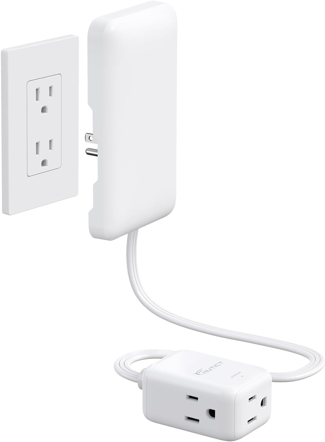 Flat Plug Extension Cord with Outlet Cover - 1.5Ft Short Power Extension Cord &