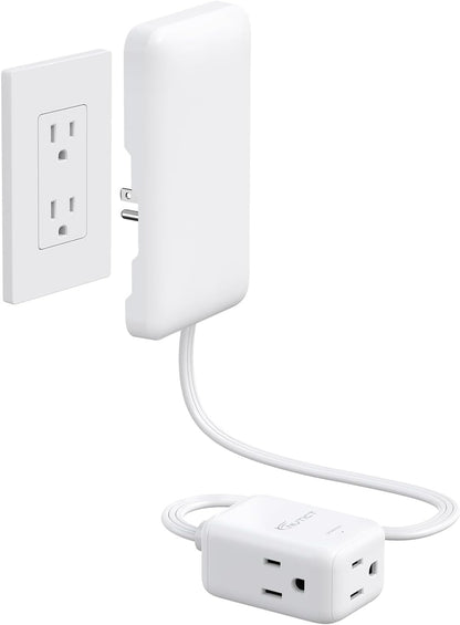 Flat Plug Extension Cord with Outlet Cover - 1.5Ft Short Power Extension Cord &