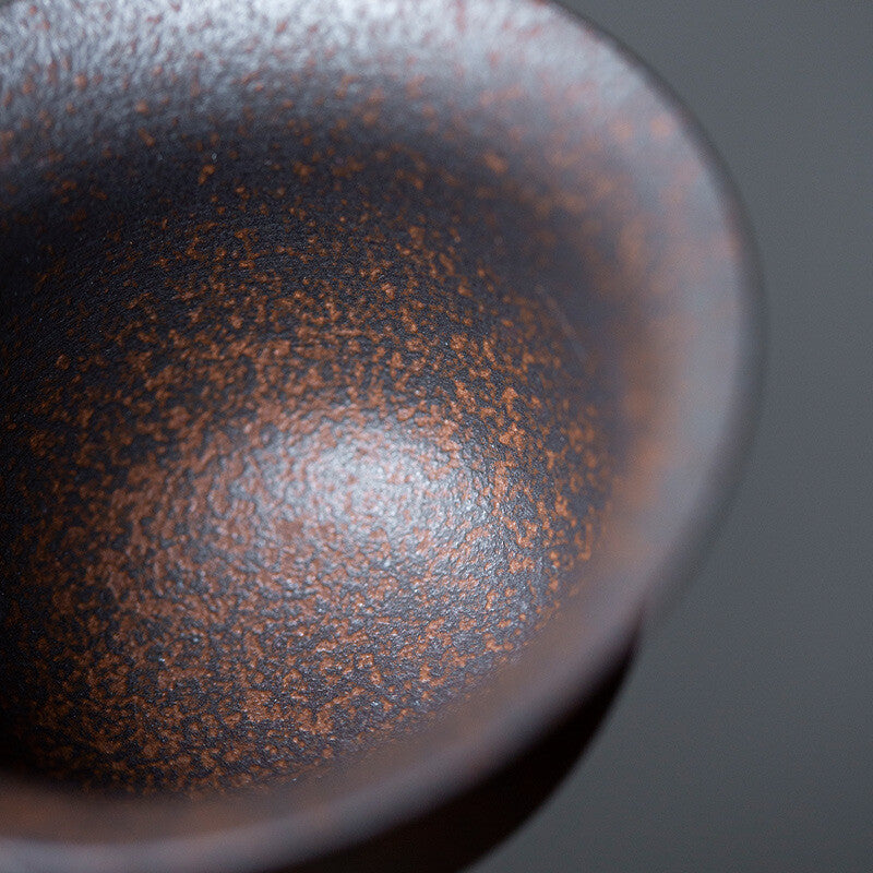crude pottery gaiwan antique style Chinese ceramic tureen cup bowl saucer lid