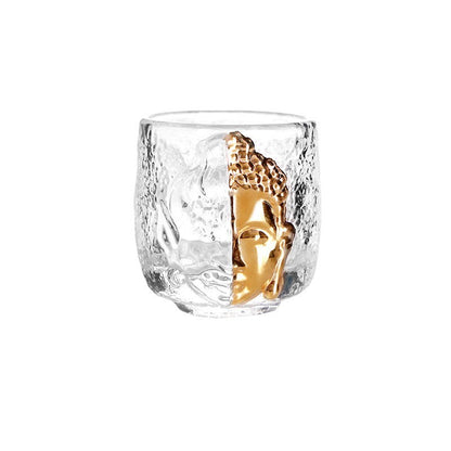 110ml Tibetan Buddhist Statue Glass Tea Cup Embossed Holy Water Decoration